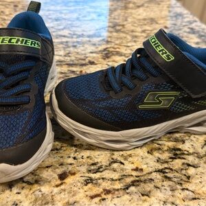 Skechers Kids Navy and Lime Sneakers